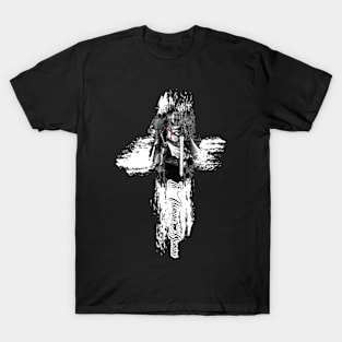 Dark Skull Wings Biker Style Top With Motif T-Shirt